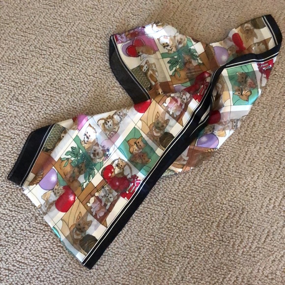 polyester Cat themed silky scarf - Picture 2 of 9